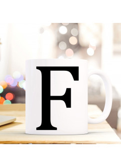 Tasse Becher mit Buchstabe F Geschenk mit Buchstabenmotiv Kaffeetasse Buchstabentasse mit großem F Kaffeebecher ts805
