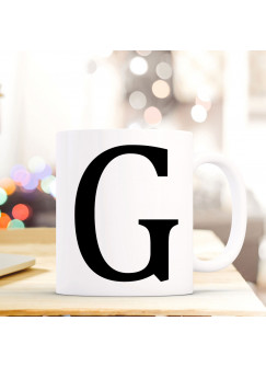 Tasse Becher mit Buchstabe G Geschenk mit Buchstabenmotiv Kaffeetasse Buchstabentasse mit großem G Kaffeebecher ts806