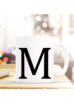 Tasse Becher mit Buchstabe M Geschenk mit Buchstabenmotiv Kaffeetasse Buchstabentasse mit großem M Kaffeebecher ts812