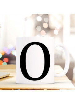 Tasse Becher mit Buchstabe O Geschenk mit Buchstabenmotiv Kaffeetasse Buchstabentasse mit großem O Kaffeebecher ts814