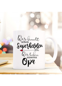 Tasse Becher mit Spruch Superhelden unseren Opa Kaffeebecher Geschenk Spruchbecher ts844