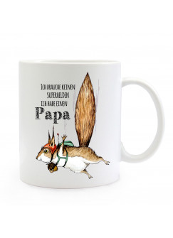 Tasse Becher Eichhörnchen & Spruch Superhelden ich habe Papa Kaffeebecher Geschenk Spruchbecher ts861
