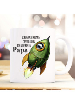 Tasse Becher Rakete Astronaut & Spruch Superhelden ich habe Papa Kaffeebecher Geschenk Spruchbecher ts862