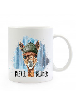 Tasse Becher mit Lama & Spruch Bester Bruder Kaffeebecher Geschenk Spruchbecher ts865