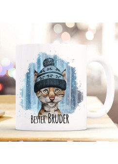 Tasse Becher mit Luchs & Spruch Bester Bruder Kaffeebecher Geschenk Spruchbecher ts866