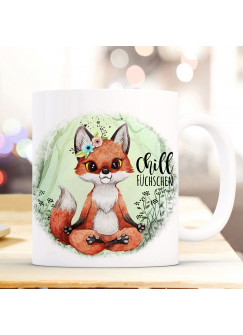 Tasse Becher Motiv Fuchs Yogafuchs Spruch Chillfüchschen Kaffeebecher Geschenk Spruchbecher ts933