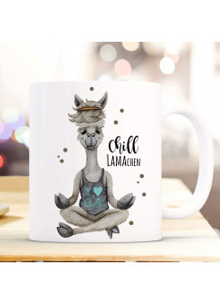 Tasse Becher Motiv Lama Yoga Spruch Chill Lamachen Kaffeebecher Geschenk Spruchbecher ts935