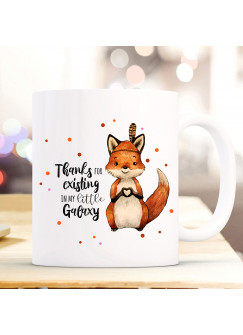 Tasse Becher Motiv Fuchs Indianerfuchs Spruch Thanks for existing... Kaffeebecher Geschenk Spruchbecher ts941