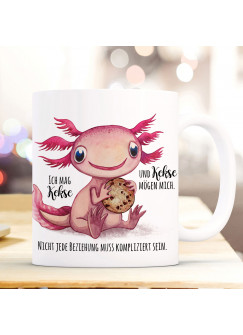 Tasse Becher Motiv Axolotl Spruch Ich mag Kekse und Kekse mögen mich Kaffeebecher Geschenk Spruchbecher ts947