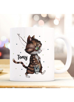 Tasse Becher Kater Katze Kätzchen Angelkatze Angel mit Name Wunschname Kaffeebecher Geschenk Spruchbecher ts957