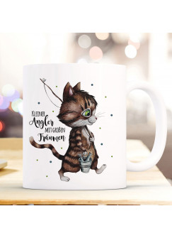 Tasse Becher Kater Katze Kätzchen Angelkatze Angel Spruch Kleiner Angler Kaffeebecher Geschenk Spruchbecher ts958