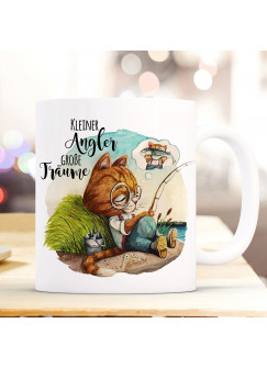 Tasse Becher Kaffeetasse Kater Katze Kätzchen Angelkater Angel Spruch Kleiner Angler Kaffeebecher Geschenk Spruchbecher ts961