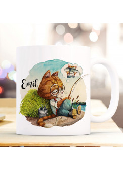 Tasse Becher Kater Katze Kätzchen Angelkater Angel mit Name Wunschname Kaffeebecher Geschenk Spruchbecher ts963