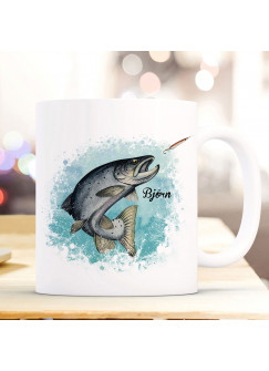 Tasse Becher Meerforelle Lachsforelle Fisch mit Name Wunschname Kaffeebecher Geschenk Spruchbecher ts964