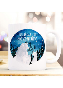 Tasse Becher Kaffeetasse Bär und Fuchs Spruch Time for a great Adventure Berge Kaffeebecher Geschenk Spruchbecher ts986