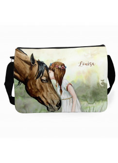 Schultertasche Schultasche Tasche Mädchen & Pferd mit Wunschnamen tsu20