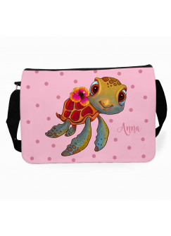 Schultertasche Schultasche Tasche Schildkröte mit Punkte und Wunschnamen tsu21