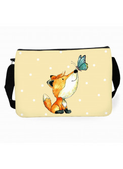 Schultertasche Schultasche Tasche mit Fuchs Schmetterling Punkte und Wunschname tsu26