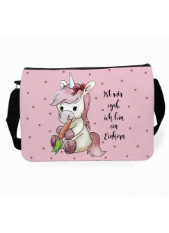 Schultertasche Umhängetasche Schultasche Tasche mit Einhorn & Spruch "Ist mir egal..." tsu33