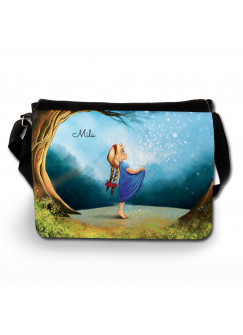 Schultertasche Schultasche Tasche Märchen Sterntaler Mädchen im Wald mit Wunschnamen satchel sling bag school bag fairy-tale star money girl in forest with desired name tsu8