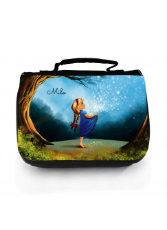 Waschtasche Waschbeutel Kulturbeutel Kosmetiktasche Reisewaschtasche Sterntaler Märchen Mädchen im Wald mit Wunschnamen washbag toilet bag sponge bag cosmetics bag travel washbag star money fairy-tale girl in forest with desired name wt117