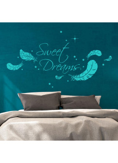 Wandtattoo Sweet dreams mit Federn und Sternen M1759