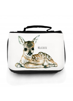 Waschtasche Kosmetiktasche Reh Rehkitz Bambi mit Wunschnamen wt067