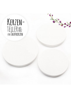 Kerzenteller Kerzenhalter Holz Teller Untersetzer perfekt für Stumpenkerzen Taufkerzen Patenkerzen Gastkerzen KeTe