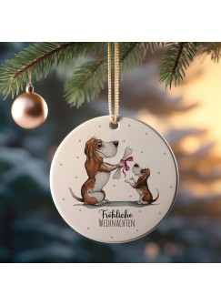 Weihnachtskugel Weihnachtsschmuck Keramik Keramikanhänger Baumanhänger Baumhänger fröhliche Weihnachten Hund Beagle Tiere Baumkugel wkp32