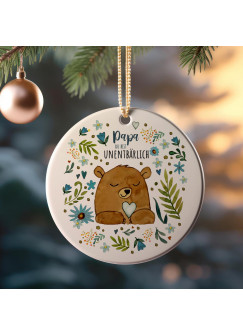 Weihnachtskugel Weihnachtsschmuck Keramik Baumanhänger Weihnachten Bär Papa du bist unentbärlich Weihnachtsbaum Baumkugel Tiere Geschenk Weihnachtsgeschenk wkp58