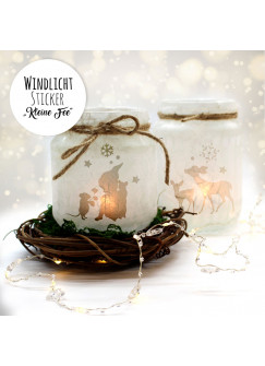 Feenlicht Feenwindlicht DIY Weihnachtsdeko Weihnachten Rehe Elfen Sterne Schneeflocken Lichtdeko Winter Aufkleber Glas Sticker wl1