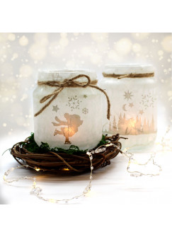 Feenlicht Feenwindlicht DIY Weihnachtsdeko Weihnachten Eisbär Schneekristalle Sterne Schneeflocken Lichtdeko Winter Aufkleber Glas Sticker wl5