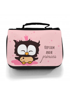 Waschtasche Kosmetiktasche Eule Prinzessin keep kalm and be princess toilet bag owl princess wt011