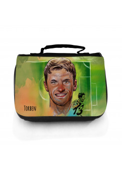 Waschtasche Waschbeutel Kulturbeutel Kosmetiktasche Reisewaschtasche Fussball Fussballer Müller mit Namen wt105 Washbag toilet bag sponge bag cosmetics bag travel washbag football soccer player Müller with name wt105