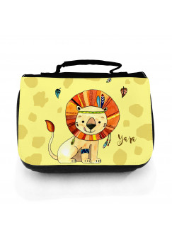 Waschtasche Waschbeutel Kulturbeutel Kosmetiktasche Reisewaschtasche Boho Löwe mit Wunschnamen washbag toilet bag sponge bag cosmetics bag travel washbag boho lion with custom name wt138