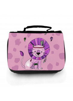 Waschtasche Waschbeutel Kulturbeutel Kosmetiktasche Reisewaschtasche Boho Löwe lila mit Wunschnamen washbag toilet bag sponge bag cosmetics bag travel washbag boho lion purple with custom name wt139