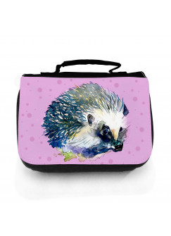 Waschtasche Waschbeutel Kulturbeutel Kosmetiktasche Reisewaschtasche Igel flieder mit Punkten washbag toilet bag sponge bag cosmetics bag travel washbag hedgehog lilac with dots wt141