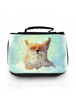 Waschtasche Waschbeutel Fuchs im Schnee Kulturbeutel Kosmetiktasche Reisewaschtasche Name Wunschname wt163