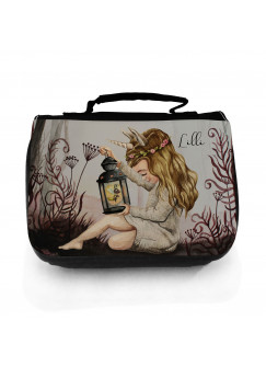 Waschtasche Waschbeutel Einhornmädchen Elva Kulturbeutel Kosmetiktasche Reisewaschtasche individuellem Namen Wunschnamen wt203