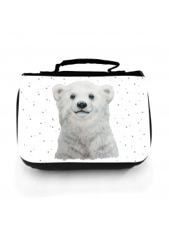 Waschtasche Waschbeutel mit Eisbär Polarbär & Punkte Kulturbeutel Kosmetiktasche Reisewaschtasche individuell Motiv Tier wt208