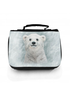 Waschtasche Waschbeutel mit Eisbär Polarbär im Schneesturm Kulturbeutel Kosmetiktasche Reisewaschtasche individuell Motiv Tier wt209