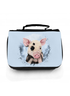 Waschtasche Waschbeutel mit Schwein Schweinchen Kulturbeutel Kosmetiktasche Reisewaschtasche individuell Motiv Tier wt215