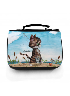 Waschtasche Waschbeutel Katze Kätzchen Angelkatze Angel Kulturbeutel Kosmetiktasche Reisewaschtasche individuellem Wunschnamen wt221