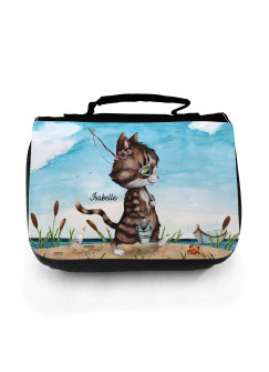 Waschtasche Waschbeutel Katze Kätzchen Angelkatze Angel Kulturbeutel Kosmetiktasche Reisewaschtasche individuellem Wunschnamen wt221