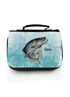 Waschtasche Waschbeutel Meerforelle Lachsforelle Fisch Kulturbeutel Kosmetiktasche Reisewaschtasche individuellem Wunschnamen wt222