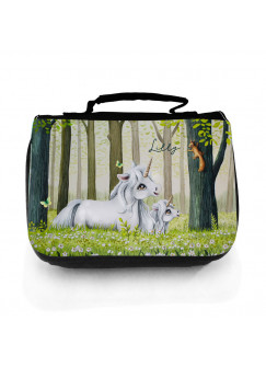 Waschtasche Kosmetiktasche Tasche Federtasche Federmappe Einhorn Mama mit Junges Wunschname Geschenk Bundle56 wt249 fm254