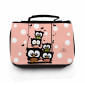 Waschtasche Eulen auf Schaukel und Name rosa wt026