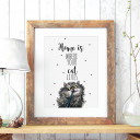 A3 Print Illustration Katzenposter Katzenplakat Poster Plakat mit Katze und Spruch home is where your cat lives A3 Print illustration poster placard cat with quote saying home is where your cat lives p70