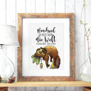 A3 Print Illustration Poster Plakat Faultierplakat Faultierposter Faultier auf Baum mit Spruch Zitat Sprichwort manchmal da muss man die Welt einfach Welt sein lassen A3 Print illustration poster placard sloth with quote saying sometimes you have to let t