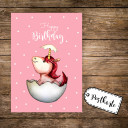 A6 Postkarte Grußkarte Karte Print Illustration geschlüpftes Baby Einhorn mit Spruch Happy Birthday A6 postcard greeting card print illustration print hatched baby unicorn with saying happy birthday pk85